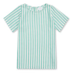 Boys' Designer Shirt, Green Stripe, ages 1 to 6.