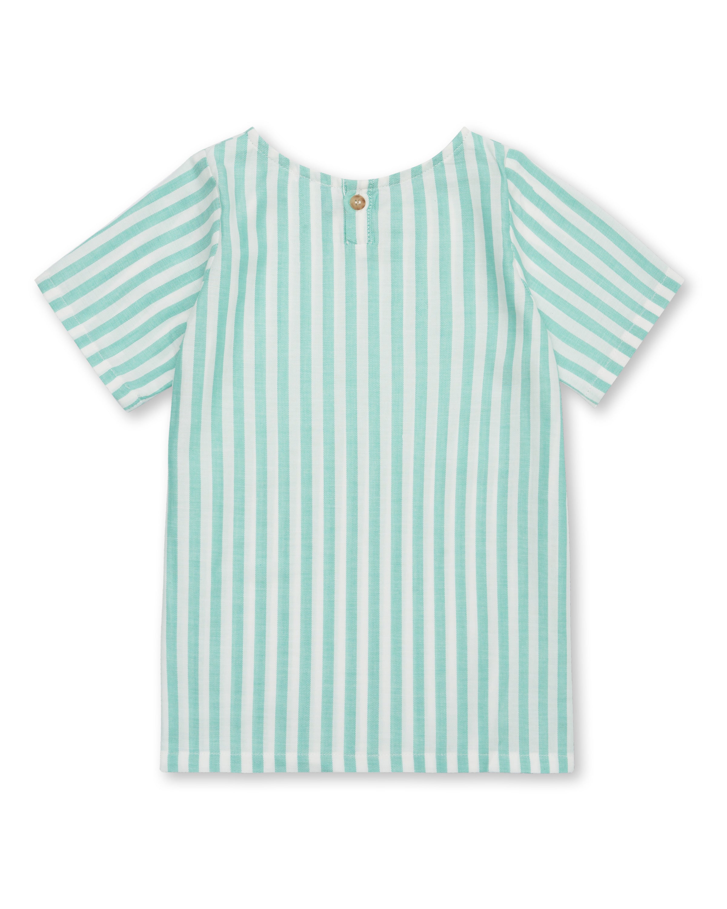 Boys' Designer Shirt, Green Stripe, ages 1 to 6.