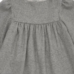 Girls' Designer Dress, Grey, long sleeve, mid length, ages 1 to 6.
