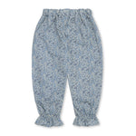 Girls' Designer Pants, Blue Floral, ages 1 to 6.