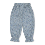 Girls' Designer Pants, Blue Floral, ages 1 to 6.