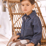Boys' Designer Shirt, Denim, ages 1 to 6.