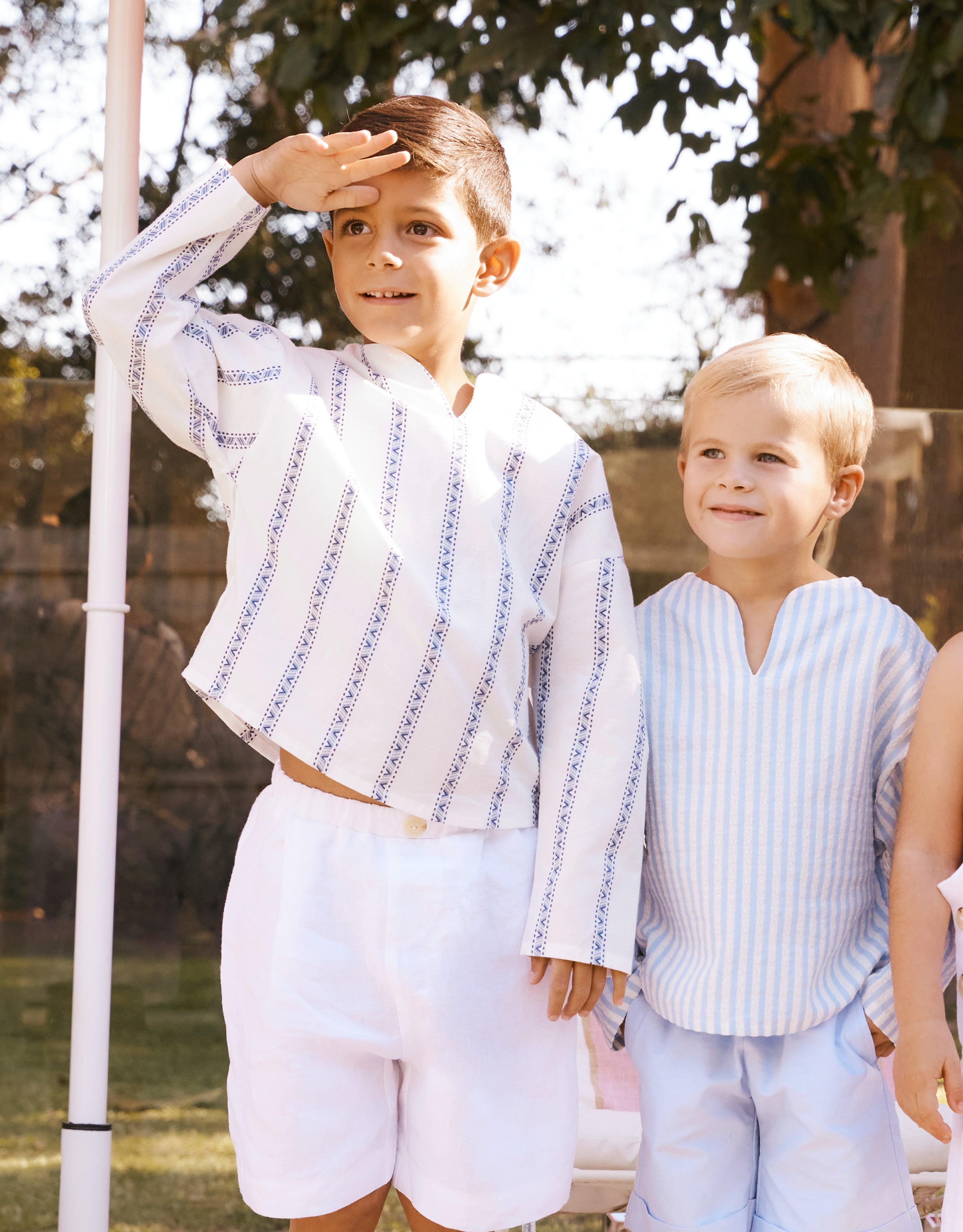Boys' Designer Shirts, navy stripe, ages 1 to 6.